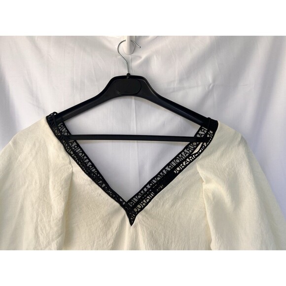 Maje Amour V-neck Draped Sleeve Top in Cream Women’s Size 1 Small Parisian - Picture 2 of 7